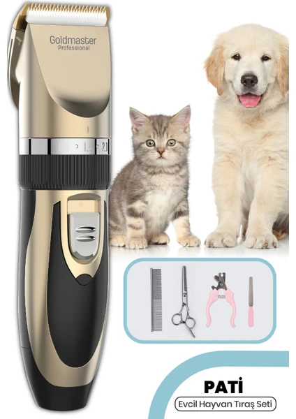 Pati 9in1 Kablolu Kablosuz Şarjlı Kedi Köpek Tıraş Makinesi Pet Evcil Hayvan Tüy ve Çelik Kesme Aparatlı Set GM-8182