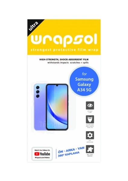 Samsung Galaxy A34 Ön Arka ve Yan Kaplama 360 Derece Tam Koruma Full Body Film fiyatları