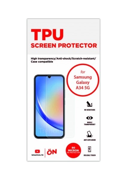 Samsung Galaxy A34 Ekran Koruyucu Tam Kaplayan Esnek Hd Film fiyatları