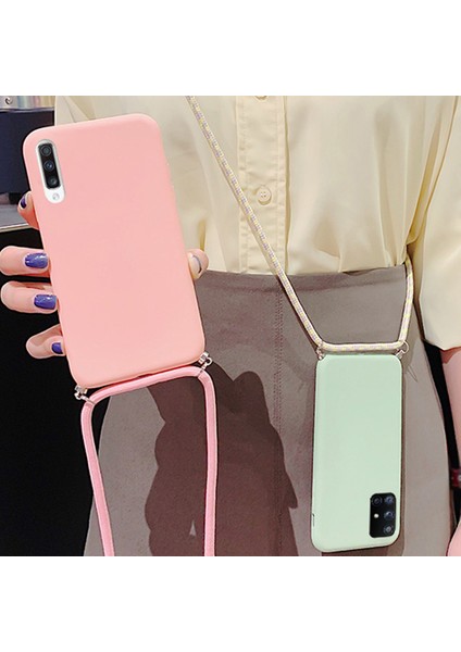 Samsung Galaxy M14 ile Uyumlu Ipli Boyun Askılı Silikon Kılıf Kadife Iç Yüzeyli Epiphany Kılıf Kırmızı indirimleri