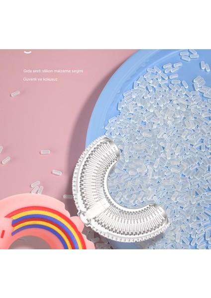 Saf Manuel Çocuk U-Şekilli Diş Fırçası Silikon Bebek Ağzı U-Şekilli Diş Fırçası Seti ile (Yurt Dışından) fırsatları