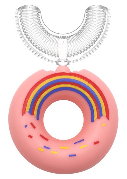 Saf Manuel Çocuk U-Şekilli Diş Fırçası Silikon Bebek Ağzı U-Şekilli Diş Fırçası Seti ile (Yurt Dışından)