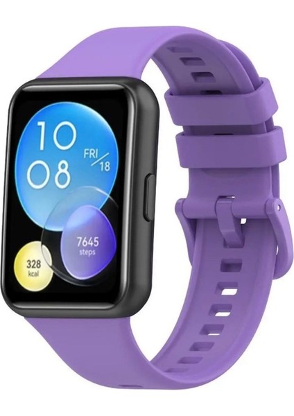 Huawei Watch Fit 2 Uyumlu Spor Jel Silikon Kordon Lila