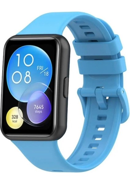 Huawei Watch Fit 2 Uyumlu Spor Jel Silikon Kordon Mavi