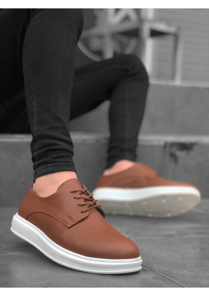 BA0003 Bağcıklı Klasik Taba Beyaz Kalın Taban Casual Erkek Ayakkabı