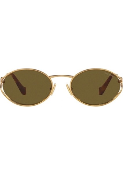 Mıu Mıu 52YS 7OE01T 54 Kadın Gold Oval Çerçeve Güneş Gözlüğü
