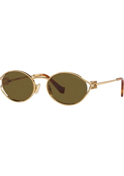 Mıu Mıu 52YS 7OE01T 54 Kadın Gold Oval Çerçeve Güneş Gözlüğü