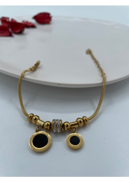 Der Löwin Design Çelik Bvlgari Model Gold Bileklik