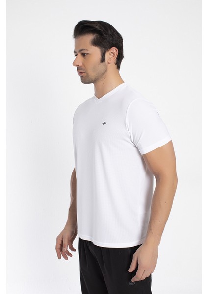 V Yaka Erkek Spor T-Shirt - 7136