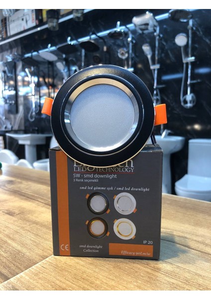 Lightech 5 Adet Ece 5 Watt 3 Renk LED Spot Siyah Gümüş Kasa 3 Modlu Beyaz-Günışığı-Sıcak Beyaz 3 ü 1 Arada