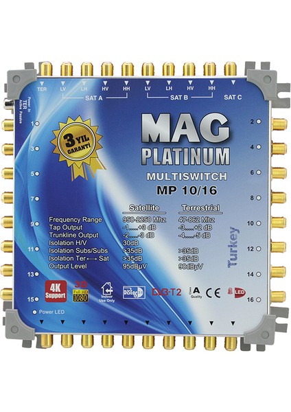 10*16 KASKATLI UYDU SANTRALİ MAG PLATINUM