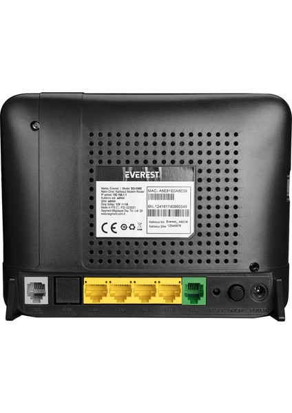 EVEREST SG-V400 2.4GHZ 300 MBPS KABLOSUZ VDSL/ADSL2+ VOIP MODEM ROUTER