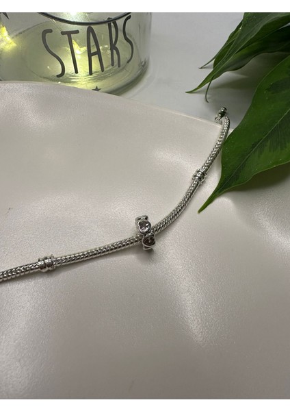 Gümüş S925 Damgalı Pembe Taşlı Kalp Şeritli Charm indirimleri