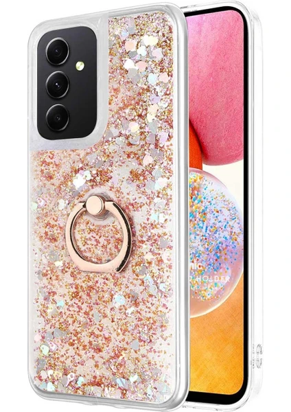 Samsung Galaxy A14 Kılıf Glitter Liquid Holder Gold