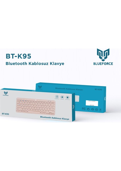 BT-K95 Bluetooth Bağlantılı Taşınabilir Slim Klavye Pembe Telefon Tablet Mac Uyumlu