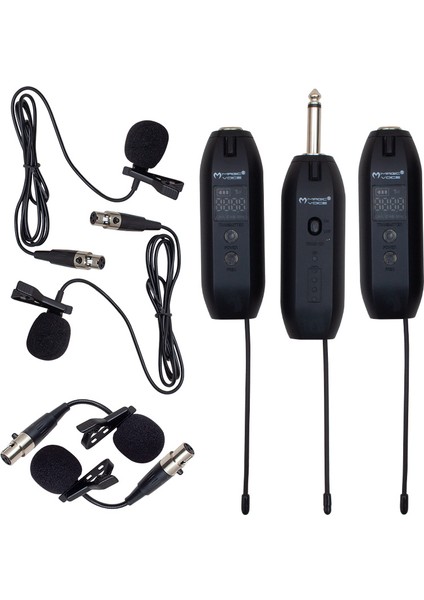MV-19596 UHF ENSTRÜMAN TİP KABLOSUZ MİKROFON ÜÇLÜ SET(KÜRSÜ-YAKA MİK Lİ)XRL Lİ