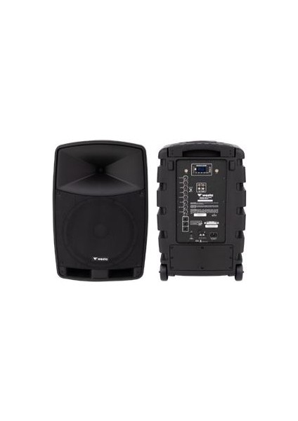 WAP-12505 300 WATT 12 2 YOLLU 2 EL TELSİZ MİKROFONLU BLUETOOTH ÖZELLİKLİ ŞARJLI AKTİF KABİN HOPARLÖR