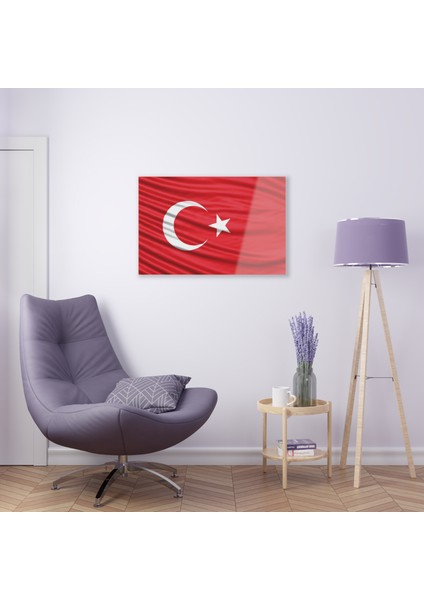 Türk Bayrağı Cam Tablo Duvar Dekoru Model 1