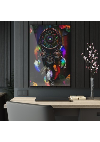 Dream Catcher Düş Kapanı Cam Tablo Duvar Dekoru