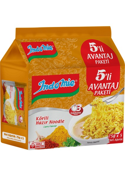 Köri Çeşnili Noodle 75 G x 5li Paket