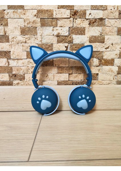 Kedi Kulaklı Kulaklık LED Işıklı Mikronlu Hafıza Kartı/aux Girişli Kablosuz Bluetooth Kedi Kulaklık Bk1