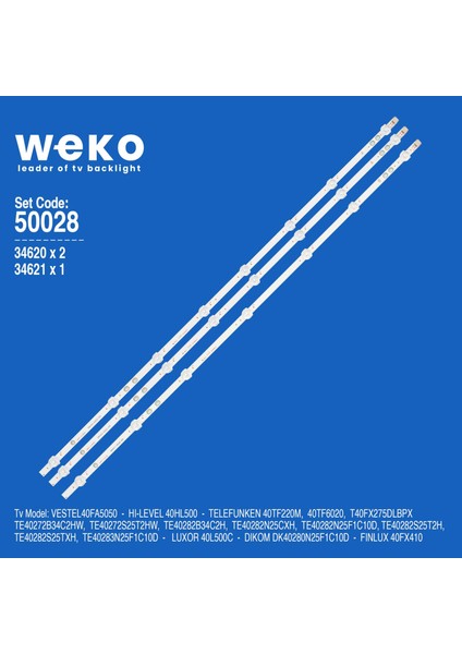 WKSET-5028 34620X2 34621X1 17DLB40VXR1 - LB40017 3 Adet LED Bar