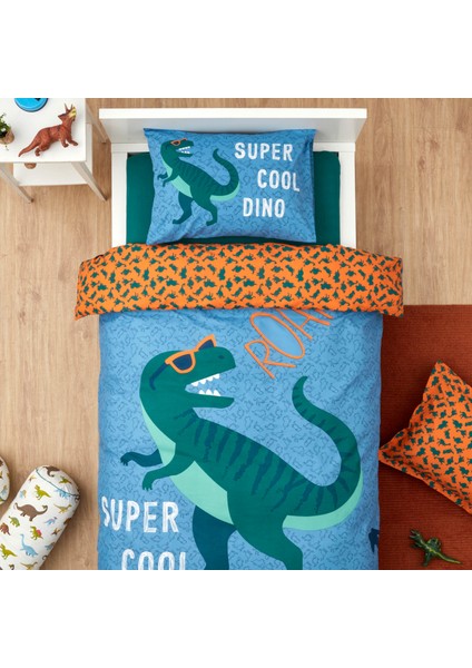 Young Cool Dino %100 Pamuk Tek Kişilik Nevresim Takımı
