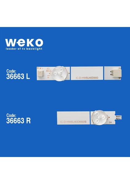 WKSET-5692 36663X3 IC-D-HWBJ40D660 9P84 3 Adet LED Bar (Bölünmüş Ürün) 6 Parça