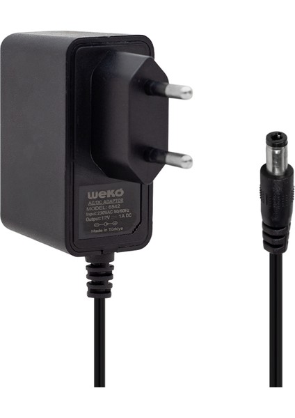 12 Volt - 1 Amper 5.5*2.5 Uçlu Yerli Üretim Plastik Kasa Priz Tipi Adaptör