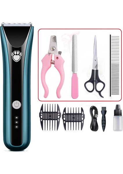 Su Geçirmez Pet Tarak Saç Makas Kedi Köpek Elektrikli Itme Dört Parçalı Set (Yurt Dışından)