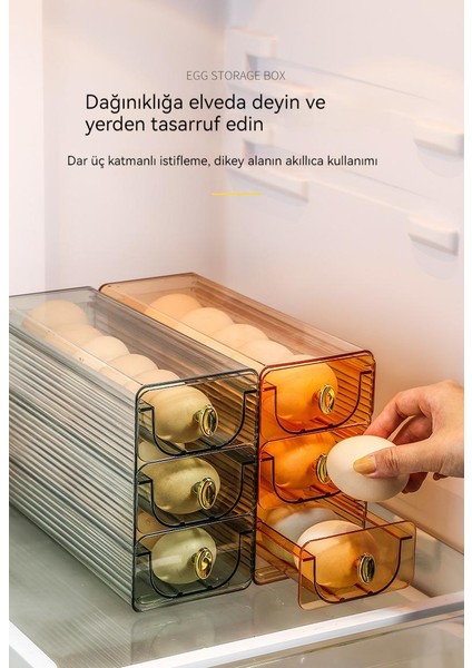 Buzdolabı Yan Kapısı Şeffaf Üç Katmanlı Çekmece Yumurta Kartonu (Yurt Dışından)