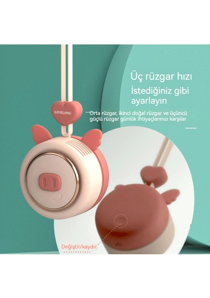 USB Şarj Edilebilir Taşınabilir Sessiz Asılı Boyunlu Küçük Fan (Yurt Dışından)