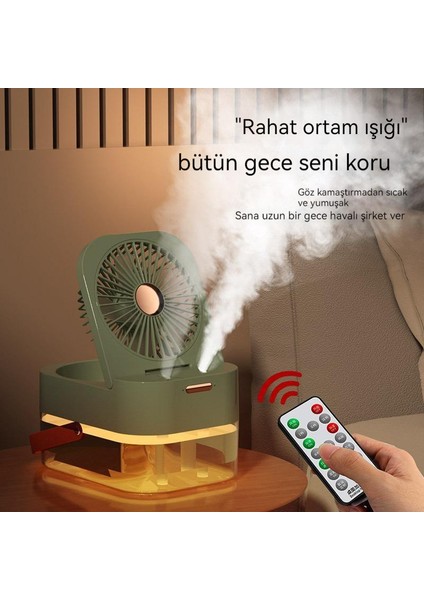 USB Gece Lambası Çift Sprey Nemlendirme Güçlü Rüzgar Soğutma Fanı (Yurt Dışından)