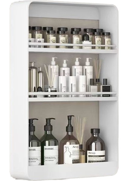 Duvara Monte Üç Katmanlı Banyo Delmeyen Yıkama Depolama Rafı (Yurt Dışından)