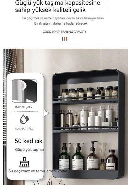 Duvara Monte Üç Katmanlı Banyo Delmeyen Yıkama Depolama Rafı (Yurt Dışından) fiyatları