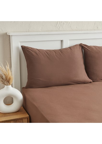 Motto Penye Fitted Tek Kişilik Çarşaf 100 x 200 + 30 cm Kahve