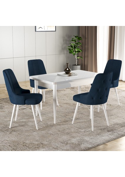 Hera Serisi Mdf Mutfak-Salon Masa Sandalye Takımı (4 Sandalyeli) Beyaz