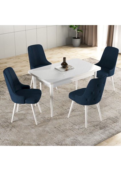 Hera Serisi Mdf Mutfak-Salon Masa Sandalye Takımı (4 Sandalyeli) Beyaz