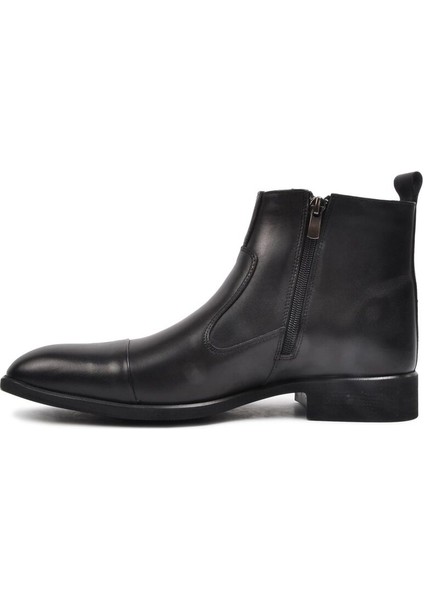 Siyah Hakiki Deri Fermuarlı Erkek Bot fiyatları