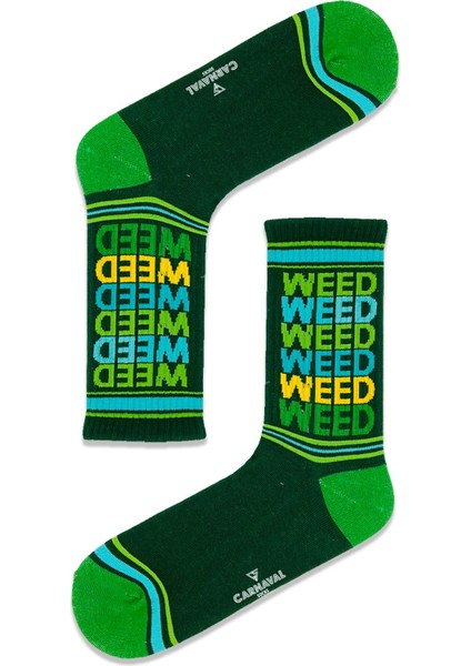 Carnaval Socks Weed Yazılı Renkli Tenis Çorabı