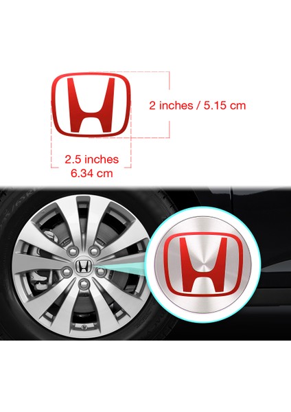 Honda S2000 Pilot Crz Oem Için Jant Logosu Sticker Set (Logo :2.5 Inch (6.34 Cm) / Jant Kapak Çapı: 3 Inch) (Açıklamayı Okuyunuz) fiyatları