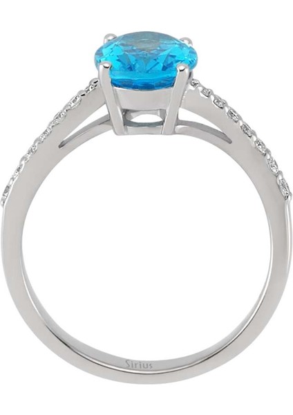Pırlanta ve Oval Mavi Topaz Taşlı Yüzük 0417R0155 modelleri