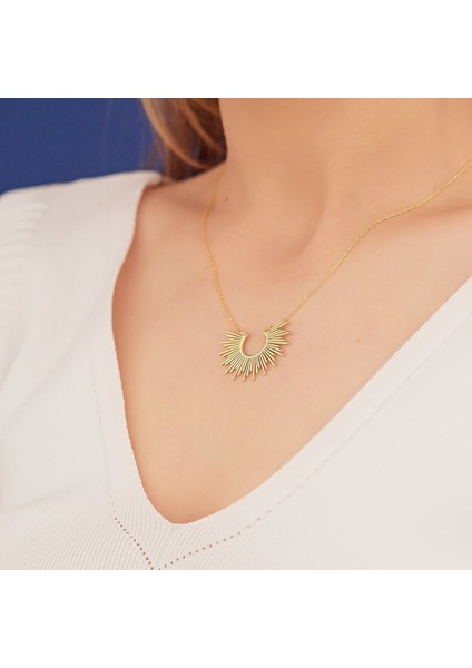 Güneş Işığı Şekilli 925 Ayar Kadın Gümüş Kolye modelleri