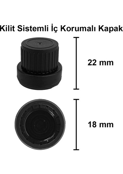 100 cc Amber Kilitli Siyah Kapaklı 100 ml Kahverengi Cam Şişe 6 Adet