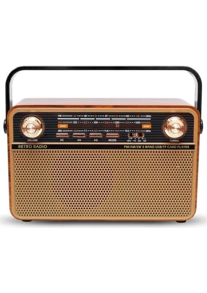 Coverzone Retro Radyo Taşınabilir Bluetooth Speaker ve Hoparlör Klasik Antika Tarzı Iç ve Dış Mekan Multiband USB Girişli Dekoratif Klasik Radyo CV-5050