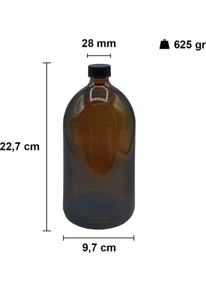 1000 cc Amber Ecza Siyah Kilitli Kapaklı Kahverengi Yuvarlak Cam Şişe 1000 ml Ecza Şişesi 1 Adet fiyatları