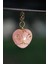 Pembe Kuvars Doğal Taş Tombul Kalp Tel Sarmalı Dikiz Süsü 3