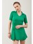 Polo Yaka Volanlı Yeşil Elbise 1