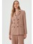 Kadın Camel Düğme Deteylı Boyfriend Blazer Ceket 2
