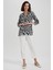 Regular Fit Bisiklet Yaka Desenli Uzun Kollu Gömlek U2962AZ23SM 2